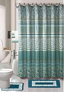 Amazon Com All For You 18 Piece Embroidery Banded Shower Curtain