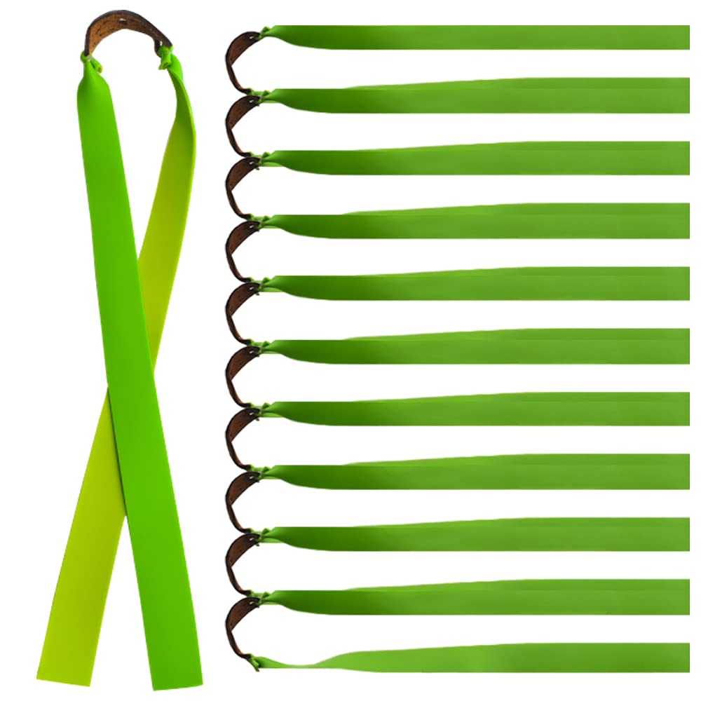 Runzkzy 10 Pieces Catapult Bands Slingshot Flat Rubber Band 0.75mm/1mm/1.2mm Thickness Slingshot Replacement Bands Slingshot Bands Flat Hunting Shooting Catapult Elastic Bungee (1.0mm-green)