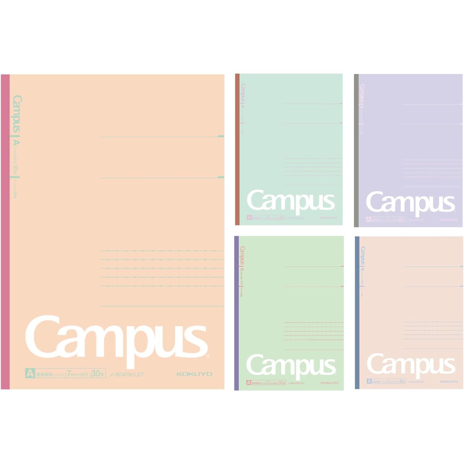 Photo 1 of KOKUYO Composition Notebooks, 5 Pack Campus Semi-B5 Comp Book with Dot A 7mm Ruled, 30 Sheets, School Lined Notebook Mineral Colors, Journal Notebook for Women Work Study Note Taking (NO-3CATN-L37X5)
