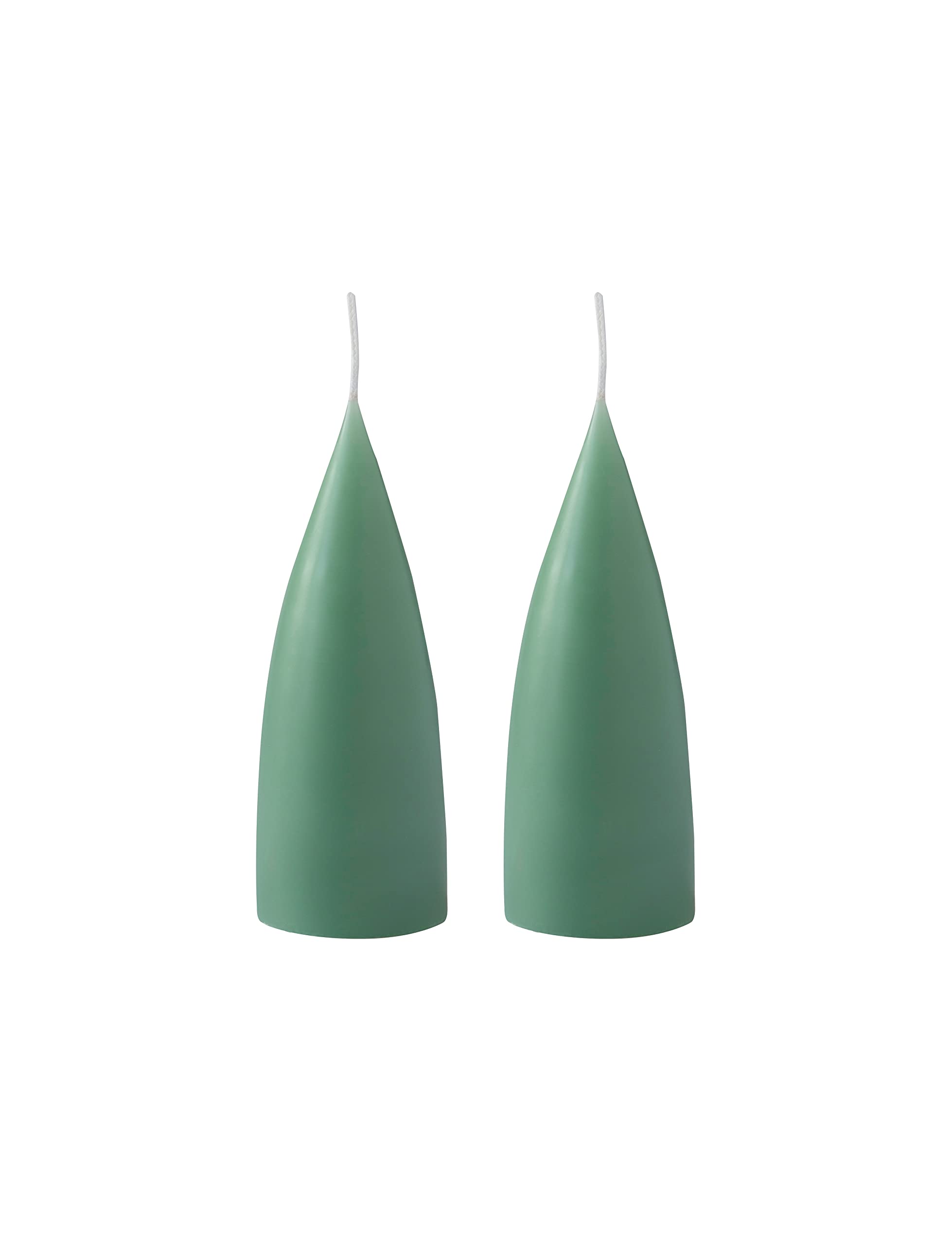 Kunstindustrien® Cone Shaped Candles, Made in Denmark, 43 colours available, Dripless & Smokeless Pillar Candles, Candles long burning 15h, Unscented Candle gift set, 2pcs 6.5x16cm (Dark Reseda Green) — image 1