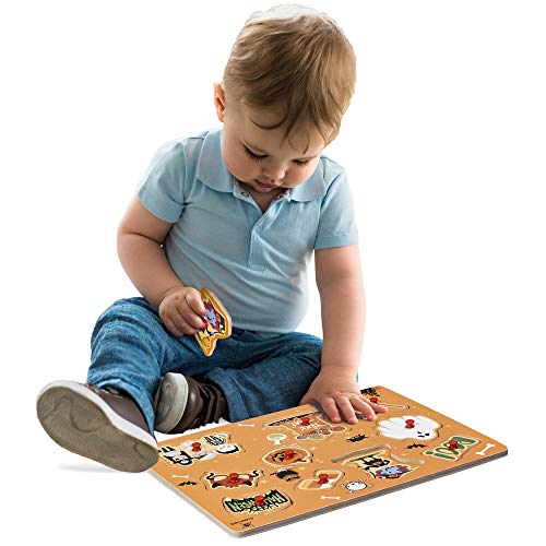 Halloween | Christmas | Wooden Peg Puzzle, Holiday Theme - Pack of 2 Learning Educational Pegged Puzzle Boards for Toddler & Kids (Set of 2) | Great Gift for Kids