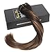Sunny Hair Clip in Hair Extensions Straight Human Hair Clip in Extensions Remy Clip in Hair Extensions Real Human Hair Extensions Clip ins Dark Brown Ombre Medium Brown Balayage 14inch