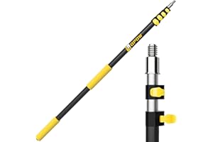 OPOW 5-18 FT Long Telescopic Extension Pole, Multi-Purpose Aluminum Alloy Telescoping Rod with Universal Twist-on Metal Tip Flip-Lock Design, for Painting Cobweb Dusting, Window Cleaning, Christmas Lights