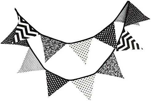 12 Flags 3 2m Handmade Halloween Black White Wave Fabric Bunting