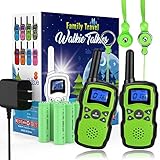 Wishouse 2 Rechargeable Walkie Talkies for Kids with Charger Battery, Two Way Radio Family Talkabout Long Range, Outdoor Game Camping Adventure Toys Birthday Xmas Gifts for Girls Boys Age 3-12 Green