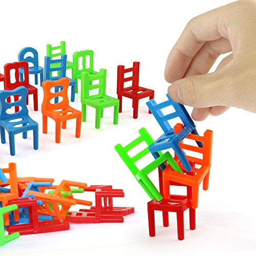 Jenilily Chairs Stacking Tower Balancing Game - Party Favor Stacking Toys - Pile-Up Suspend Family Board Games For Kids (18 Chair Toys Set)