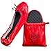 Silky Toes Foldable Flats for Women Purse Ballet Shoes Ballerina Slippers Red