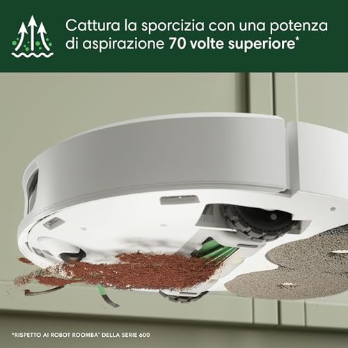 Roomba Plus 505 Combo + Stazione AutoWash, Robot Aspirapolvere Lavapavimenti, ClearViewPro LiDAR,DualClean,SmartScrub, Riconoscimento Oggetti, Pulizia a Zone, Controllo Vocale e App, Bianco