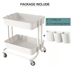 2-Tier Utility Rolling Cart Storage Sofa Side Table