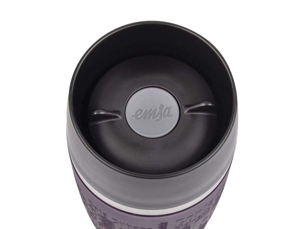 (Black) - Emsa 513361 Travel Mug insulated drinking cup with Quick Press closure, 360 ml, black