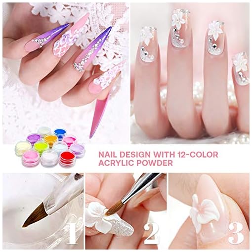Nailabel Acrylic Nail Kit Acrylic Powder Liquid Monomer Colored Acrylic Powder Glitter Rhinestone And Nail Art Boutacular