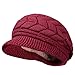 HINDAWI Women Winter Warm Knit Hat Wool Snow Caps With Visor, Red, one size