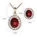 Yoursfs Ruby Jewelry Set for Women Rose GP Oval Crystal Pendant Necklace & Stud Earrings Cocktail Set