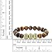 Gem Stone King Tiger's Eye Beaded Stretch Bracelet for Women 7 Inch Round 10MM with 3 Gold Design