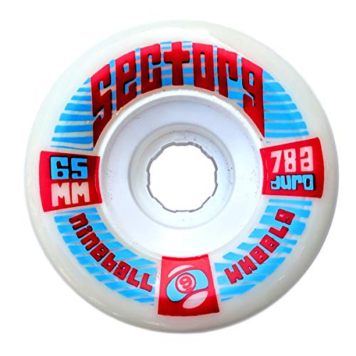 Sector 9 Top Self Nine Balls Skateboard Wheel, White, 65mm 7