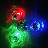 AILI Tri-Spinner Crystal Clear LED Hand Fidget Spinner Toy, with 12 Led Bulbs and 3 Lighting Model Total of 27 Lighting Effects, High-Speed EDC Focus Toy for Kids and Adults