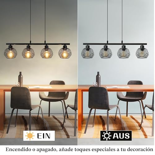 ZMH Vintage Ceiling Light Retro Pendant Lamp – Black Cage Design Light with 4 Lights Industrial Socket E27 Retro Ceiling Lighting for Kitchen Dining Room Bedroom Coffee Bar | Industrial Metal Design for Kitchen Dining Room Bedroom Cafe Bar