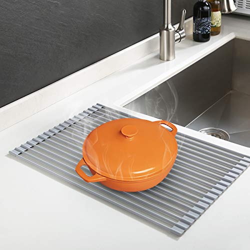 KES Rolling Sink Rack Over The Sink 20.5" x 13" Roll Up Dish Drying