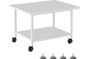 SwaaVee Printer Stand with Storage Under Desk Shelf, Desktop Printer Stand Organizer, Rolling Printer Cart Storage Paper Files Holder for Desk, Office, Home, (White)