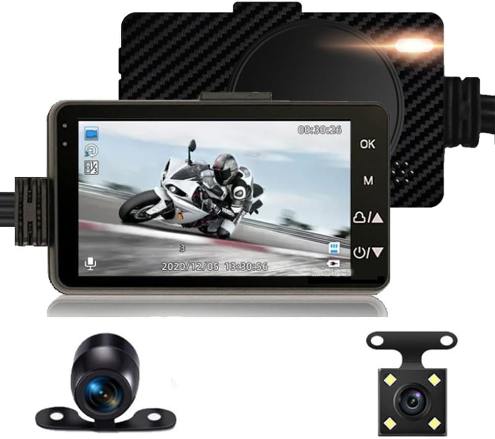 MASO Motorcycle Dash Cam Front and Rear Camera Waterproof Dual Video HD 1080p With IP68