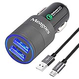 Meagoes Fast Micro USB Car Charger, Compatible for Samsung Galaxy S7 edge/S7/S6 Edge/S6, Note 5/4, Moto Droid Turbo/Moto G Turbo Edition/E5/C/G6 Play/X Force/Pure/Style, Quick Charge 2.0 Car Adapter
