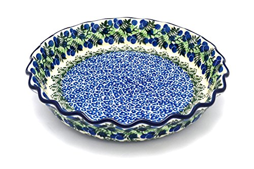 Click Here to See More Images Polish Pottery Baker - Pie Dish - Fluted - Huckleberry