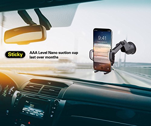 Phone Holder for Car,Upgrade Car Phone Mount for Universal 2.4-3.6 Inch Cell Phones,Windshield Dashboard Car Holder Adjustable Portable Accessories for iPhone/Galaxy Note/Google,LG and More By Pipigo