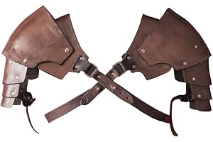LONGJUNJUNFASHION Steampunk Shoulder Armor for Men Adjustable Faux PU Leather Shoulder Armor Medieval Guards for Knight Armor Halloween Cosplay