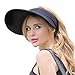 CACUSS Women's Summer Sun Hat Large Brim Visor Adjustable Nylon Buckle Packable UPF 50+(Black)
