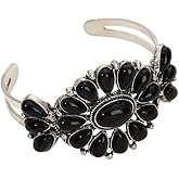 MMIUAEG Bohemian Turquoise Bangle Bracelet for Women Statement Turquoise Jewelry Adjustable Ethnic Flower-shaped Teardrop Beaded Bracelet Boho Accessories Decor