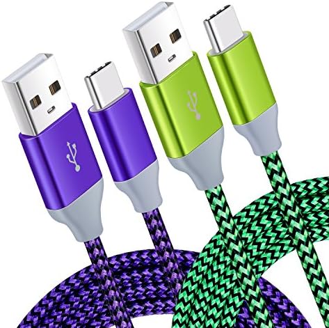 USB Type C, Type C to USB A Male Cable, Excgood 2-Pack 6Ft/1.83M Nylon Braided Type C to USB 2.0 Male Cable with Reversible Connector For LG G6/G5, HTC 10, Nintendo Switch, Pixel C-Purple Green