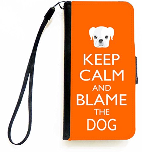 Rikki Knight Keep Calm and Blame the Dog - Orange Color Flip Wallet iPhoneCase…