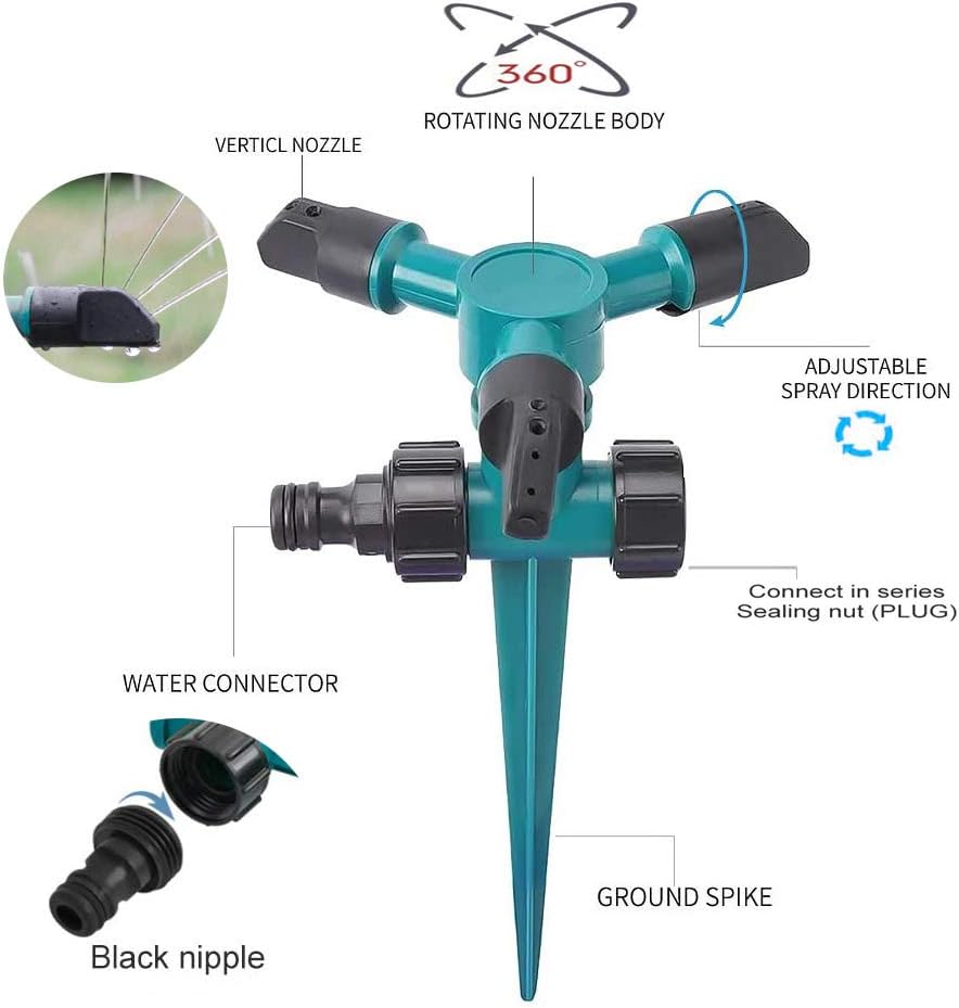 YAUNLEL Garden Lawn Vegetable Garden Yard Sprinkler, 360° Rotating Ground Sprinkler with Up to 3, 000 Sq. Ft Coverage-Automatically Watering Irrigation System Leak-Proof. : Garden & Outdoor