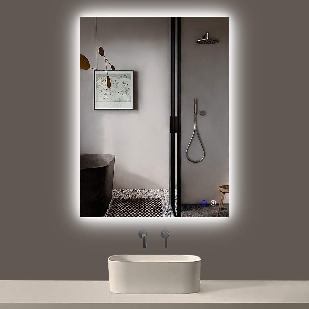 TokeShimi 36 x 28 Inch LED Backlit Mirror Bathroom Lighted Mirror Anti-Fog Wall Mounted Bath Mirror Dimmable Makeup Mirror with Lights (Horizontal/Vertical): Furniture & Decor