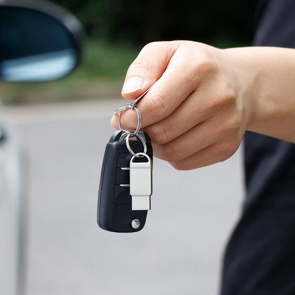 32GB 3.0 USB Flash Drive with Keychain， Moreslan Aluminum USB Memory Stick Pen Drive for PC Laptop Computer Tablet and Other Usb Devices - Silver