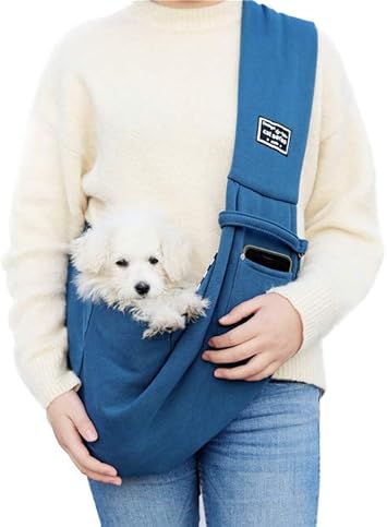 Amazon ペット抱っこ紐 スリング ショルダー バッグ 10kgまでの猫 犬 子犬 小型犬対応 飛び出し防止用ストラップ付 カバン おしゃれ ブルー Elicia キャリーバッグ スリング 通販