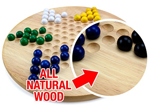 All Natural Wood Chinese Checkers with Wooden Marbles by Brybelly