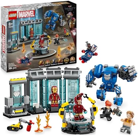 | Marvel Iron Mans Labor: Halle der Rüstungen - Superhelden Spielzeug mit Einer Mech Figur, 5 Minifiguren inkl. Aldrich Killian - Avengers Geschenk für Jungen und Mädchen ab 8 Jahren 76315