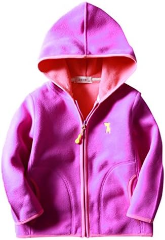 Girls Hooded Jacket Polar Fleece Winter Warm Coat Long Sleeve Zipper Up Christmas Outwear 7-8T Pink