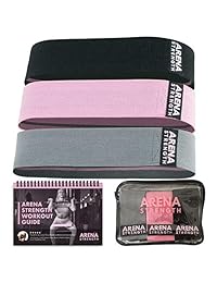 Arena Hip Circle Band - Set de 3 unidades - Guía de entrenamiento - Funda de transporte Bandas de resistencia de tela, suaves, duraderas, antideslizantes, antideslizantes, antideslizantes, extra elásticas. 3 niveles de resistencia. 12 meses de garantía.