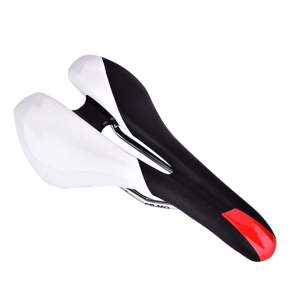 Keenso Bike Saddle, Breathable PU Leather Bike Seat Cushion No Rub Thigh Bicycle Seat for Long Time Riding (Black & White) Riding