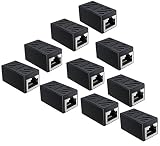 SOFT&COM RJ45 Coupler 10 Pack, Ethernet Cable Extender Adapter for Cat7 Cat6 Cat5e Ethernet Cable Coupler (Black-10 Pack)