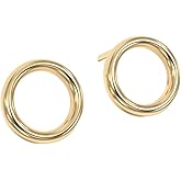 Abshel 18k Stud Earrings for Women, Tiny Flat Round Earrings Set | Small Hypoallergenic Heart Stud Earrings | Dainty Heart Cartilage Valentines Studs for Girls