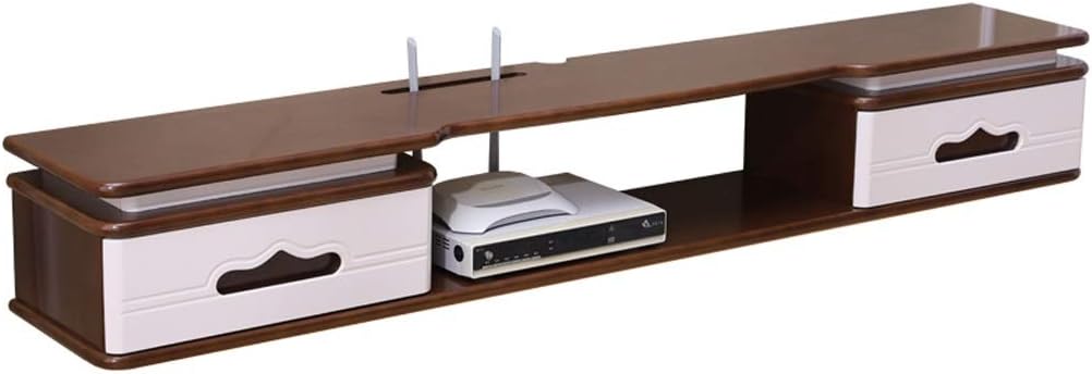 Amazon Com Solid Wood Wall Hanging Tv Cabinet With Drawer Wall Shelf Floating Shelf Set Top Box Router Storage Shelf Storage Cabinet Tv Background Wall Decoration Shelf Color Dark Brown Furniture