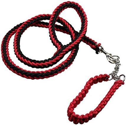 Dog Leash - Red/Black - Excellent for Training, Walking, Hiking - Heavy Duty Strap, Handle, Rope, Harness Lead Strap - Pet Collar, Adjustable, No-Slip - 51" long