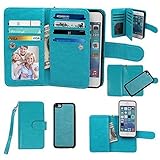 Case for iPhone 5C, xhorizon Premium Leather Folio Case [Wallet Function] [Magnetic Detachable] Fashion Wristlet Purse Soft Flip Multiple Card Slots Case Cover ZA5 for iPhone 5C - Blue