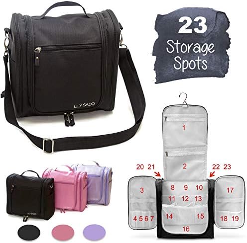 Large Premium Hanging Travel Toiletry Bag for Women & Men โ Waterproof Bathroom & Shower Organizer Kit has 23 Storage Areas for Toiletries, Cosmetics, Makeup, Brushes, Men's Grooming - 100% Guarantee