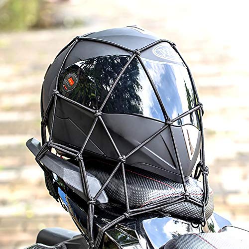 HNYG Black 15"X15" Latex Cargo Net Motorcycles Featuring 6 Adjustable Hooks & Tight 2"x2" Mesh A836