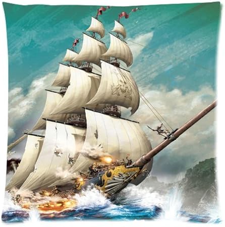 Vintage Style Nautique Bateau Pirate Ship Taie D Oreiller Jete De