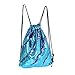 ICOSY Mermaid Sequin Bag Magic Reversible Sequin Drawstring Backpack Glitter Dance Bags Flip Sequins Backpack Bags Shining Sports Backpack for Kids Adults (Blue/Purple, 13.8